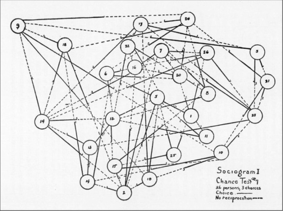 A "chance Sociogram", taken from the 2nd Edition of Who Shall Survive?, available here.